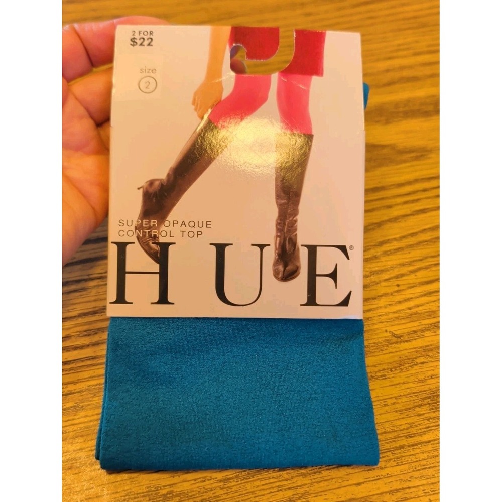 Hue Super Opaque Tights Control Top Size 2 New In Package Planet Blue
